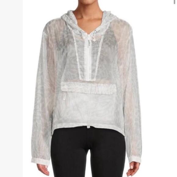 Good American Jackets & Blazers - Good American Icy Leopard Print Windbreaker Jacket Packable Y2K Chic Size M NWT